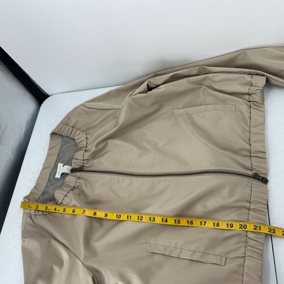 Chico's 1 US 8/M Tan Ruched Collar Bomber Jacket Full Zip Lined Lightweight - Picture 6 of 9